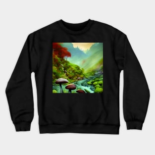 Mushrooms And River, Cute Mushroom Aesthetic Crewneck Sweatshirt